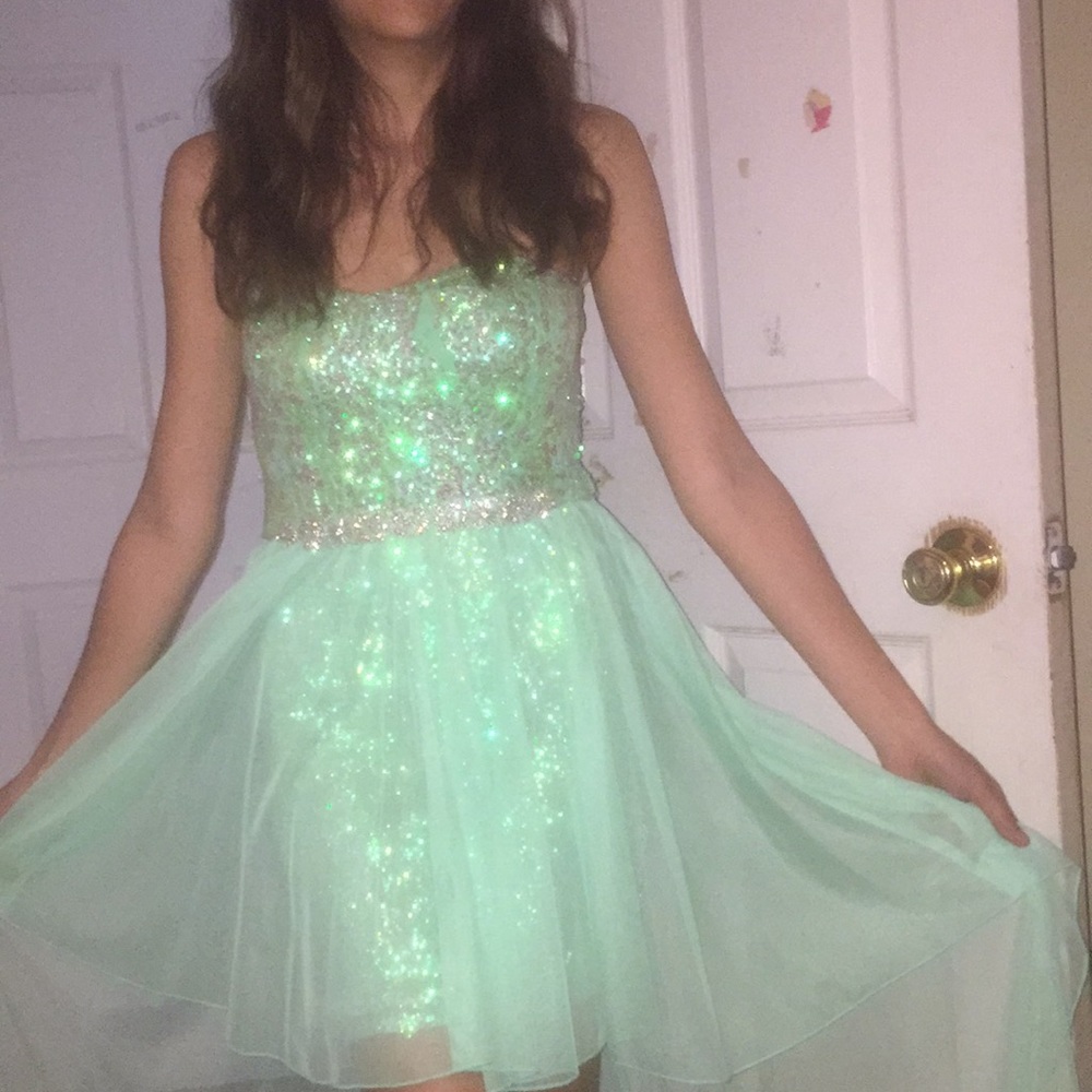 Lime green layered dress